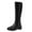 Black Knee High Boots, variant on hopeusnice Women's Knee High Boots Faux Leather Round Toe Back Zipper Pull On Booties Elastic Low Heel Block Heel Fall Winter Shoes Black 37