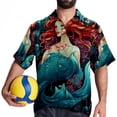 thumbnail image 4 of Mermaid Men's Hawaiian Print Casual Button Down Short Sleeve Summer Beach Shirt - Unisex, 4 of 6