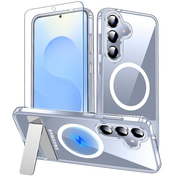Funda de teléfono xiwxi para Samsung Galaxy S25 con soporte transparente