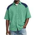 thumbnail image 5 of XuJwPNcy Mens Shirts Lightweight Color Block Button Down Shirts Casual Collared Tops Summer Classic Fit Fashion Clothes, 5 of 7