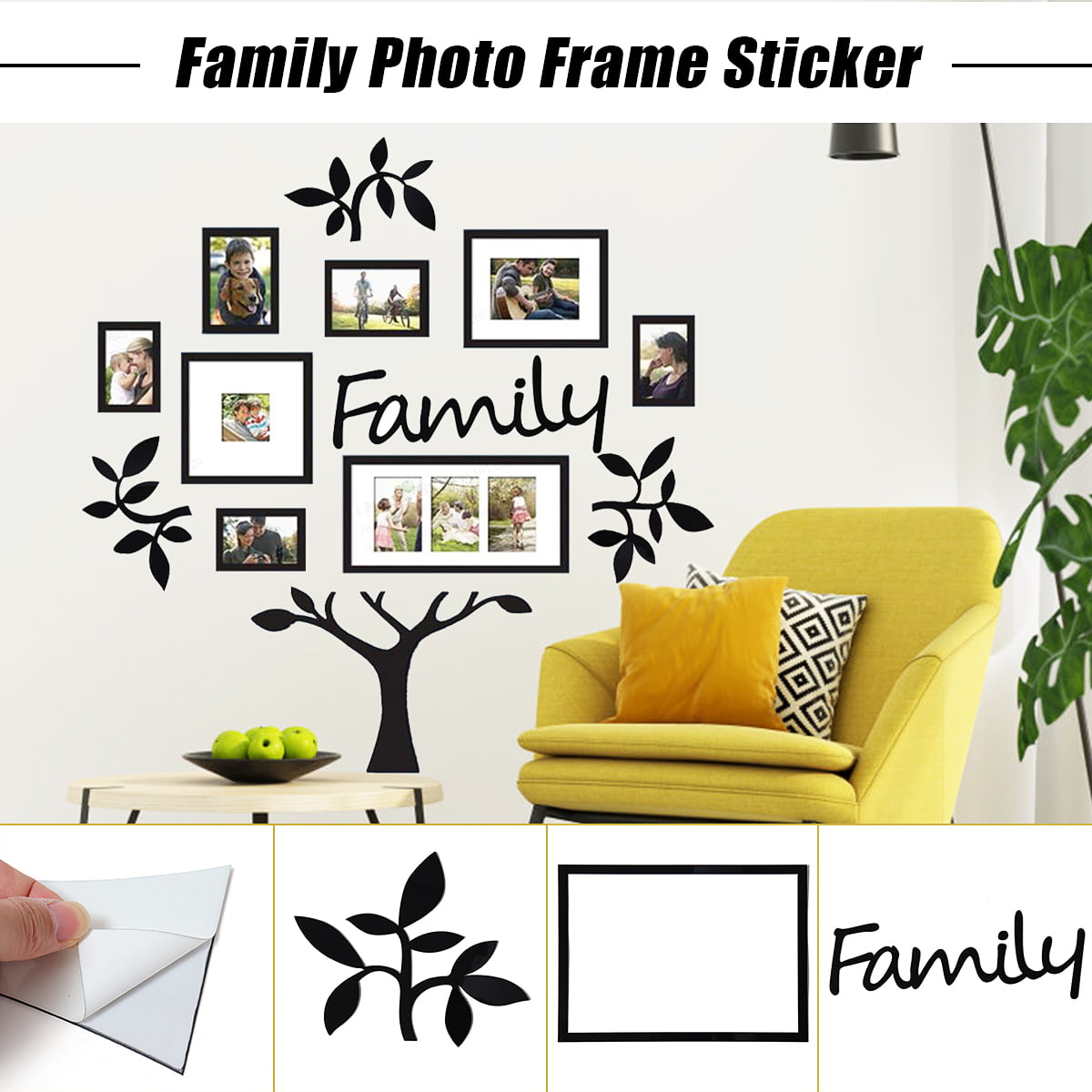 Details about   Tree Type Acrylic Photo Wall Family Picture Frame Collage Art Home Decor Sticker 