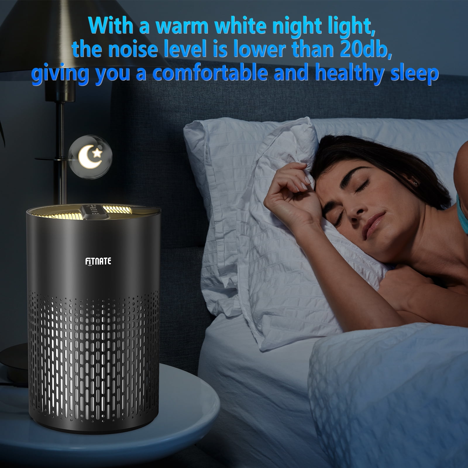 Fitnate 215 Sq Ft True HEPA Aromatherapy Air Purifier, Black