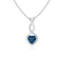 Angara Natural London Blue Topaz Infinity Heart Pendant Necklace for Women in Platinum (Size-5mm) | November Birthstone Jewelry