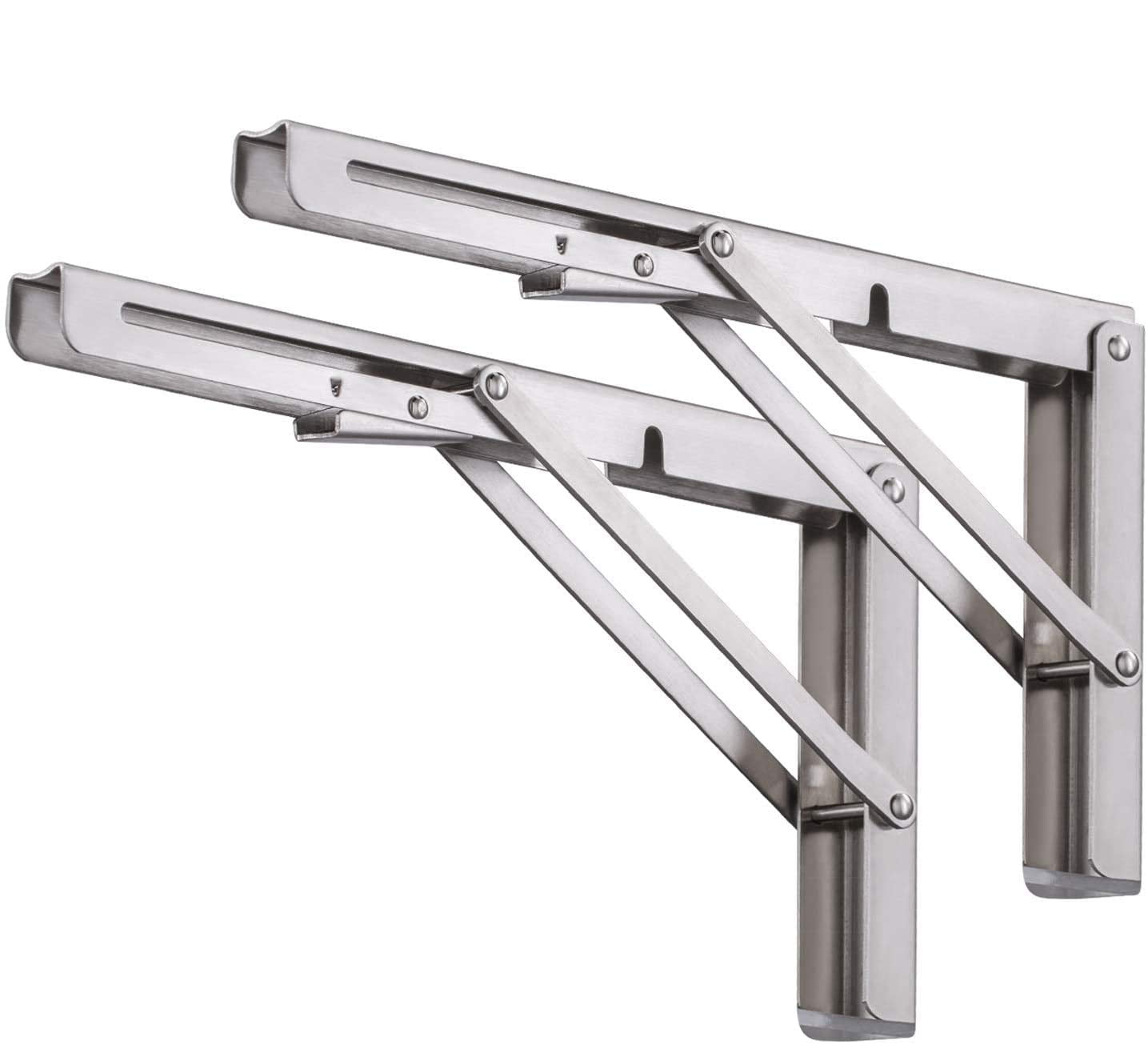 2X Stainless Steel 12" Folding Table Shelf Bracket Bench Support Self-Launching 