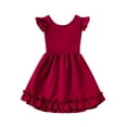 thumbnail image 2 of Cute Dresses for Girls Size 2-10 Ruffle Sleeveless A-Line Sundresses Toddlers Kids Trendy Solid Color Bowknot Backless Crewneck Dress, 2 of 4