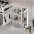 thumbnail image 3 of Jarbalai Modern 2-Door LED Mirror Cabinet with Storage Shelves, Jewelry Hooks, Defog, White Body, 3 of 10