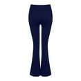 thumbnail image 3 of Lroveb Flare Yoga Pants for Women, High Waisted Athletic Workout Pants, Womens Solid Color Fashionable Casual Sports Flared Pants Dark Blue, 3 of 6
