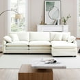 thumbnail image 3 of 3 Person Sofa, Upholstered Couches for Living Room with Footstool and Throw Pillows, 3 Seat Sofa for Living Room, Apartment, Office,Apartmen, White, 3 of 9