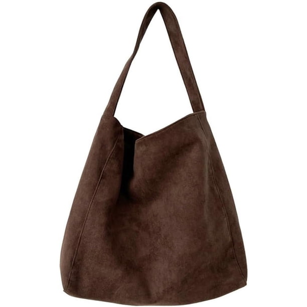 Bolsas de gamuza holgadas para mujer, bandolera de pana con asa superior, bolso de mano universitaria