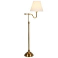 thumbnail image 2 of Evelyn&Zoe Wellesley 63" Tall Floor Lamp with Fabric Shade, Brass/White, 2 of 8