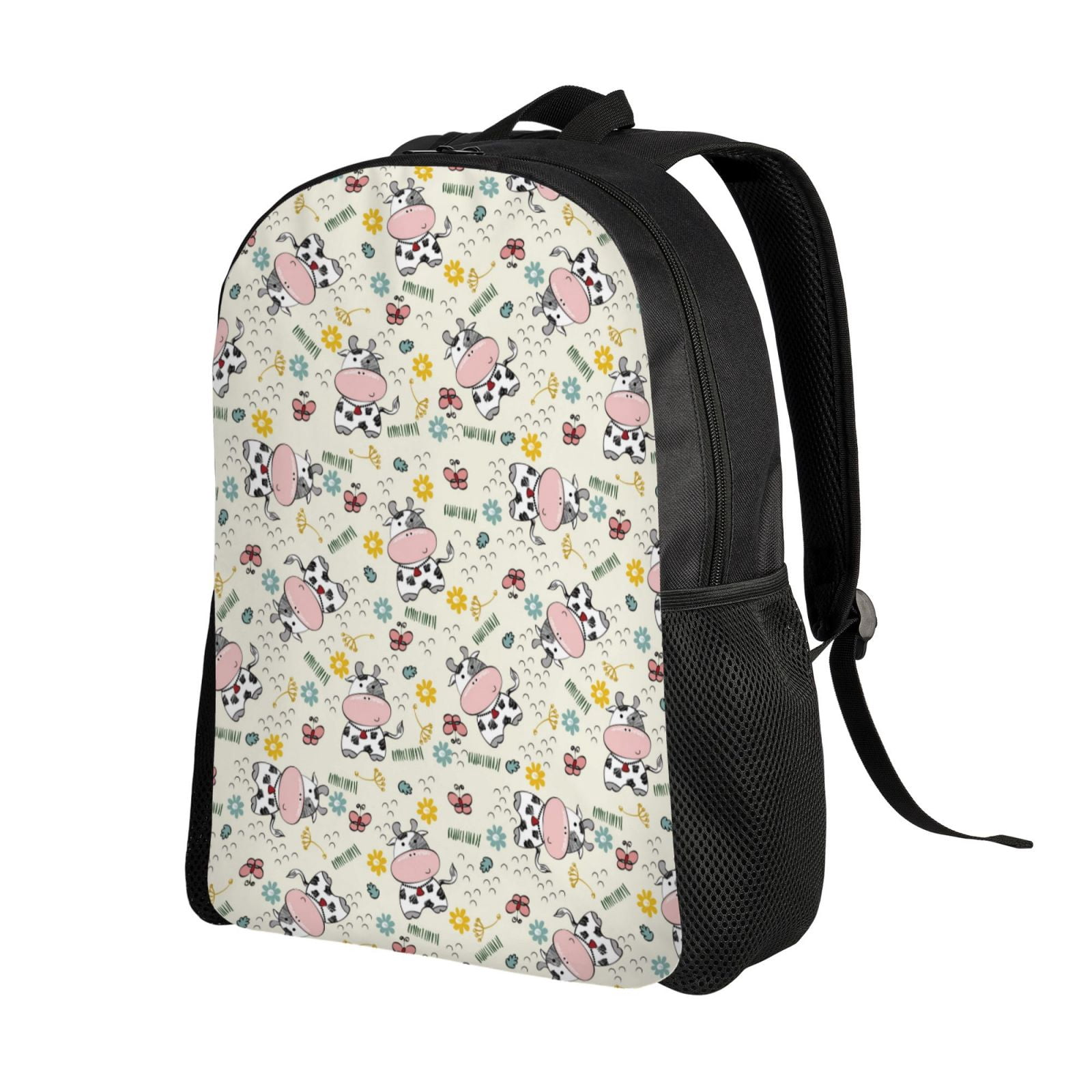 Horeoi Cute Cow Print Waterproof 600D Oxford Laptop Backpack for School Travel Work - Lightweight Durable Bag with Adjustable Straps