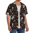 thumbnail image 3 of Lafuoo Pirate Skulls Pattern Men's Cuban Collar Short Sleeve Shirt, Button-Down Resort Beach Pocket Shirt-X-Large, 3 of 7