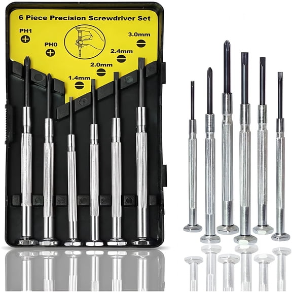 FACEGA 6PCS Mini Screwdriver Set,Small Screwdriver Set with 6 Different Size Flathead and Phillips Screwdrivers,Precision Screwdriver Set for Jewelry,Watch,iPhone,Eyeglass Repair
