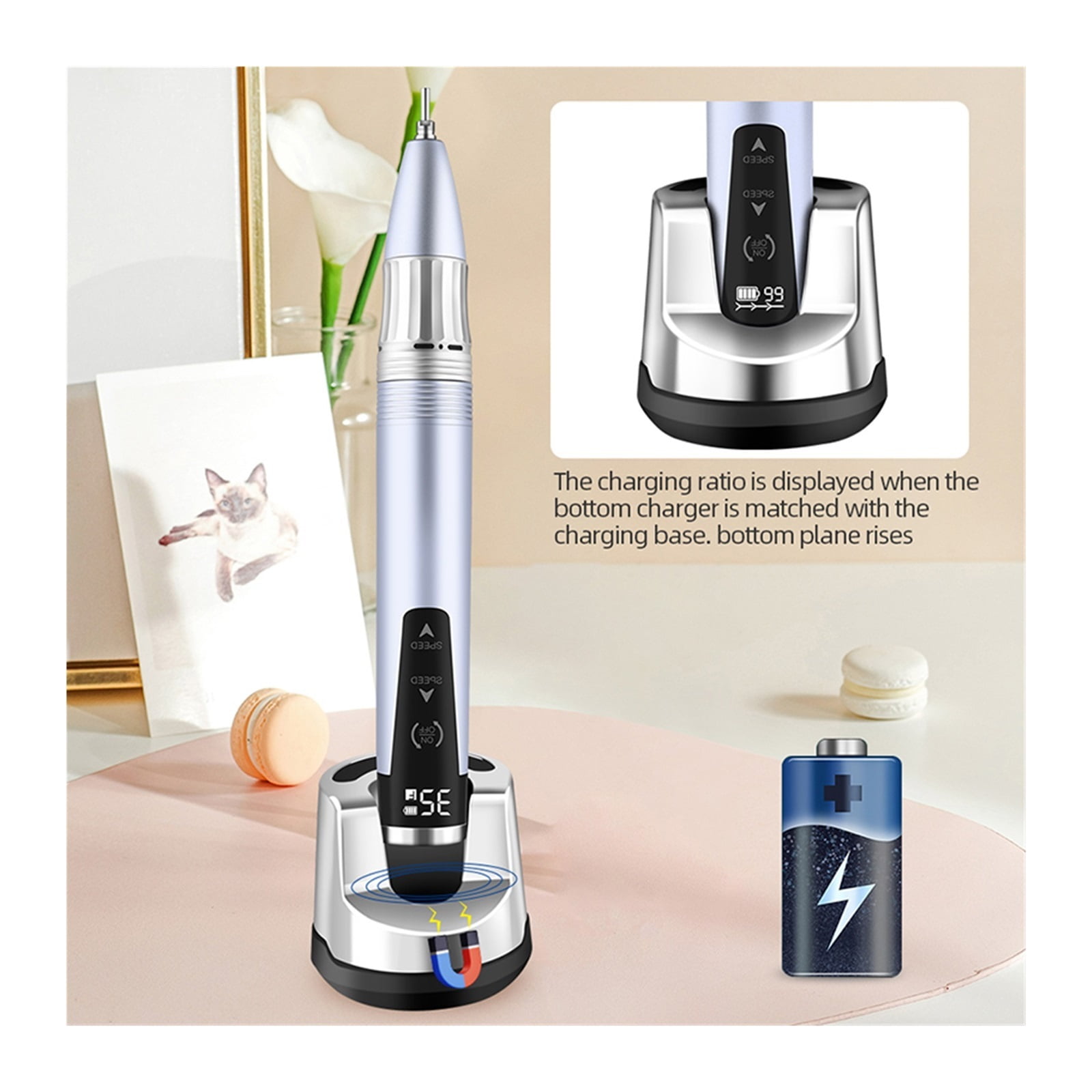 35000RPM Cordless Nail Drill Machine, Rechargeable Portable Electric Nail File With Touch Screen For Manicure Salon Tool ,Low Noise