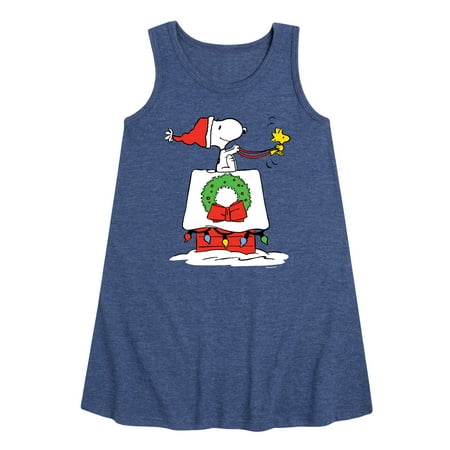 

Peanuts - Snoopy & Woodstock House Sleigh - Toddler and Youth Girls A-line Dress