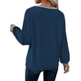thumbnail image 6 of TEMOFON Sweatshirts for Women Fall clothes V Neck Patchwork Button Up Long Sleeve Shirts for Winter Tops Casual Loose Sweat Shirts Black 2XL, 6 of 9