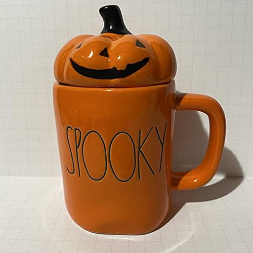 Rae Dunn Tasse Effrayante avec Citrouille - Tasse à Café d'Halloween - ORANGE - Céramique - 16 oz