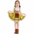 thumbnail image 2 of Huvoen Girls Short Sleeve Oktoberfest Clothes Round Neck Smocked Ties up A-Line Prom Dress Ruffle Flowy Swings Halloween Maid Dresses Yellow M, 2 of 5