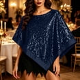 thumbnail image 2 of Elegant Women's Sequin Poncho Cape Sparkly Evening Party Shawl, Irregular Dress Up Shawl Wrap, 2 of 6