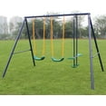 thumbnail image 2 of Metal Swing Set Outdoor with Glider for Kids, 2 Seats and 1 Swing Glider, Ages 3-8, Hold up to 440lbs, 2 of 10