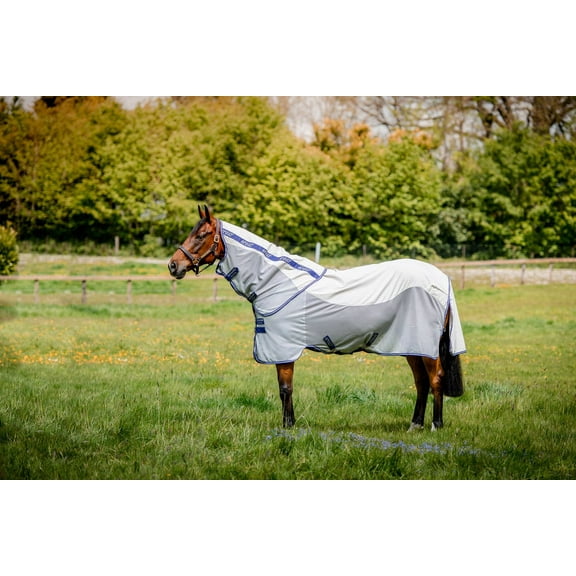 Amigo Airflow Summer Sheet (No Fill, Hood), Navy Check (Atlantic Blue/Ivory Trim), Size: 72