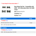 thumbnail image 2 of Rear Brake Pad Set - Compatible with 2008 - 2015 Mercedes-Benz C63 AMG Coupe 2009 2010 2011 2012 2013 2014, 2 of 2