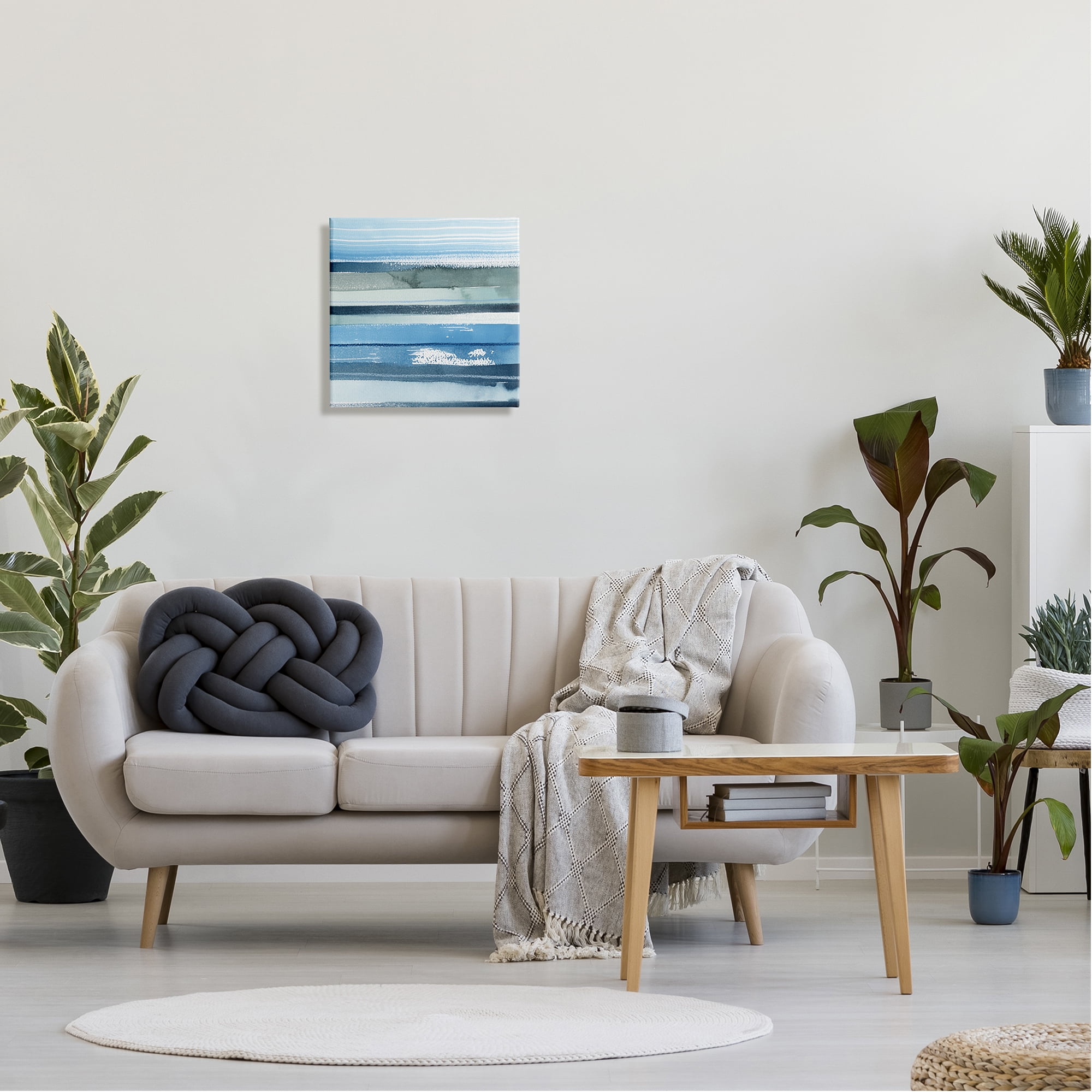 Stupell Industries Abstract Ocean Landscape Saturated Blue Striped Lines Painting Gallery Wrapped Canvas Print Wall Art, Design by Grace Popp