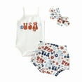 thumbnail image 5 of Douhoow Baby Girls Independence Day Set, Sleeveless Letters Romper Flower Print Shorts, 5 of 8