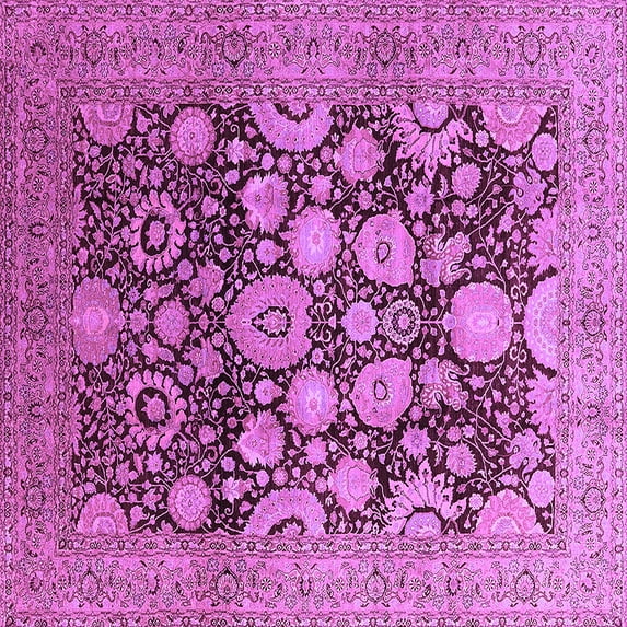Ahgly Company Indoor Square Oriental Purple Traditional Area Rugs, 8' Square