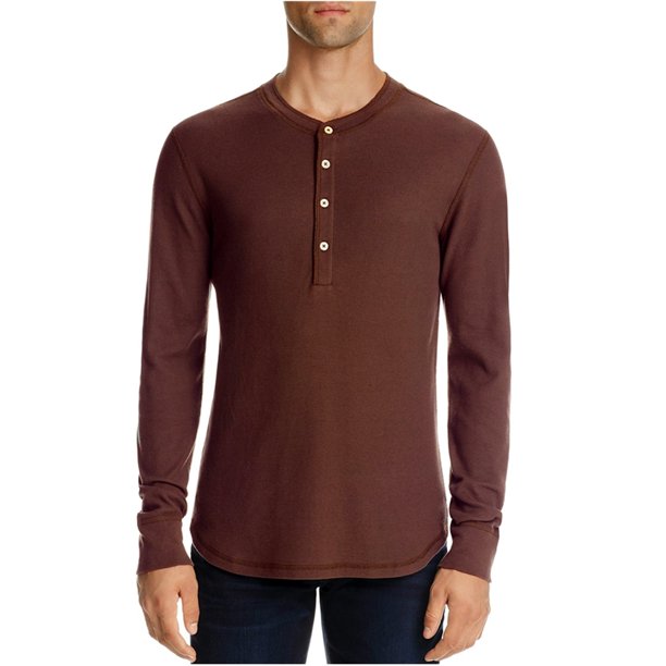 7 For All ManKind Camiseta Henley texturizada para hombre, rojo, extragrande 7 For All ManKind henley