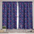 thumbnail image 2 of Ambesonne Cartoon Valance & Curtain, Smiling Face Flowers Hearts, 55"x36", Dark Blue Yellow Pink, 2 of 6