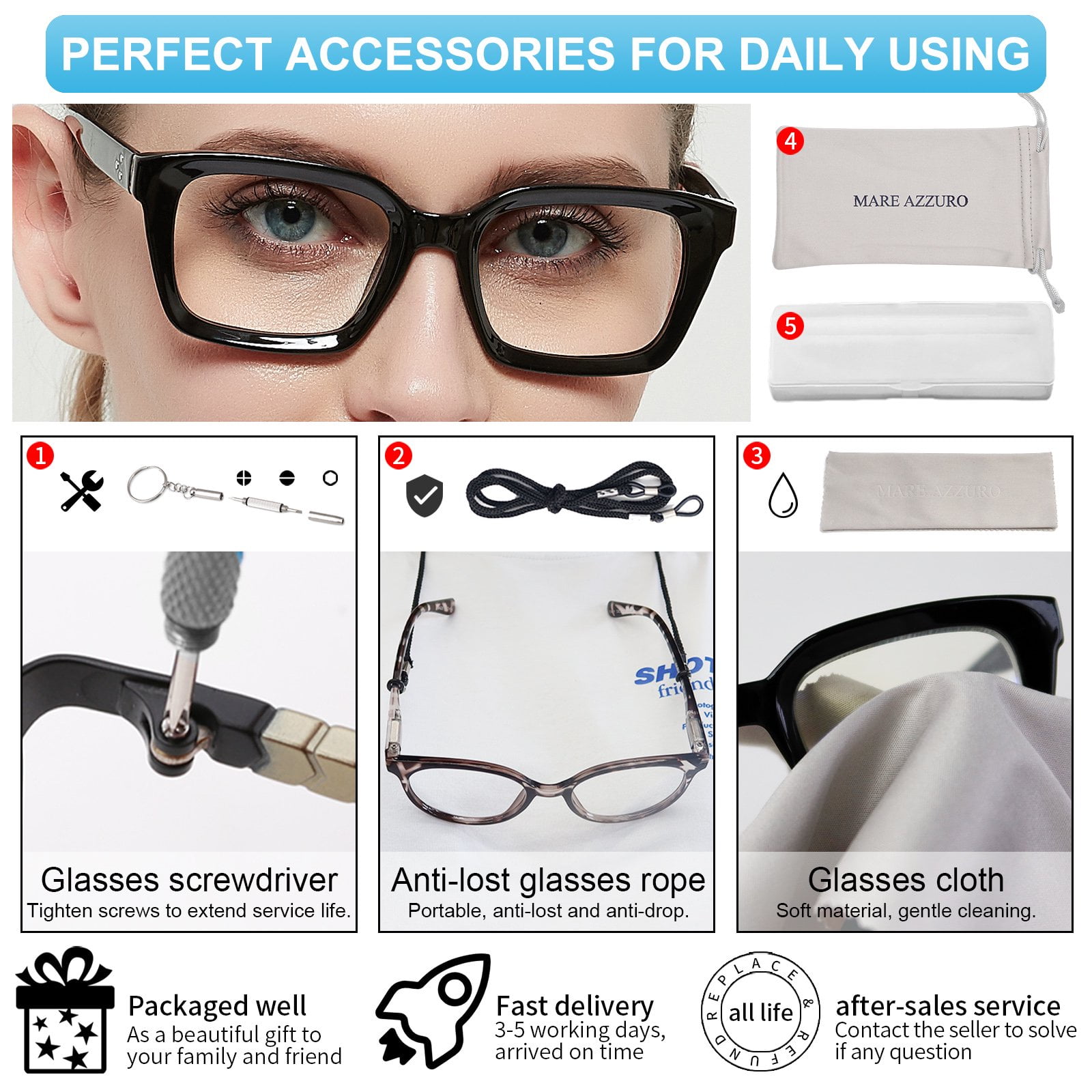 MARE AZZURO Bifocal Reading Glasses Women Blue Light Blocking Readers 1.0 1.25 1.5 1.75 2.0 2.25 2.5 2.75 3.0 3.5 (Black, 1.75) UV400 Protection with Spring Hinge, Polycarbonate Lens