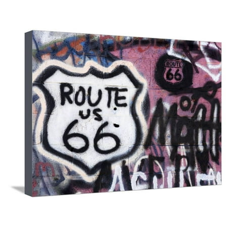 Graffiti Covered Gas Station, Route 66, Amboy, California, United States of America, North America Stretched Canvas Print Wall Art By Richard