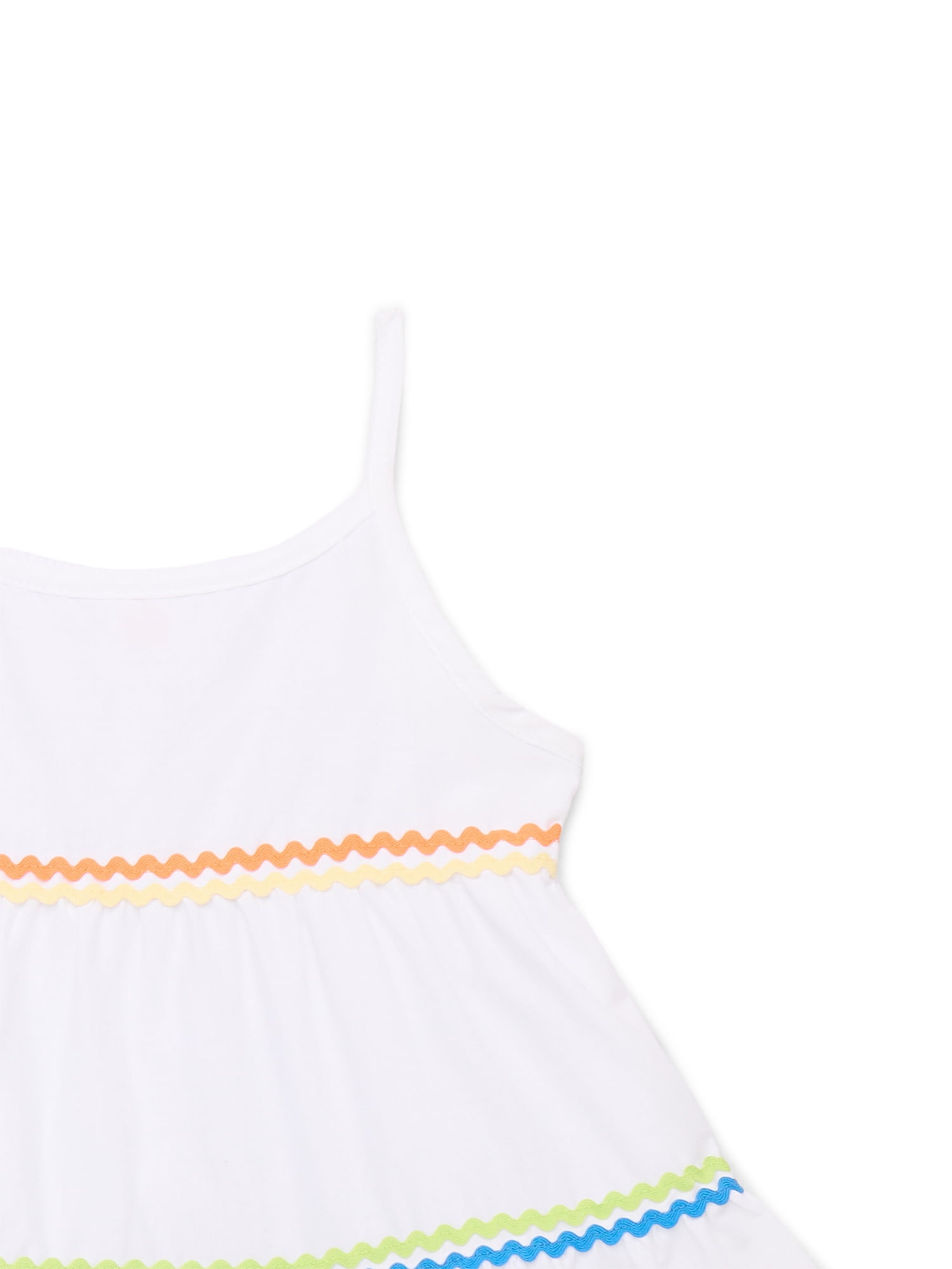 Wonder Nation Toddler Girls Cotton Sleeveless Dress with Ric Rac Trim, Sizes 12M-5T