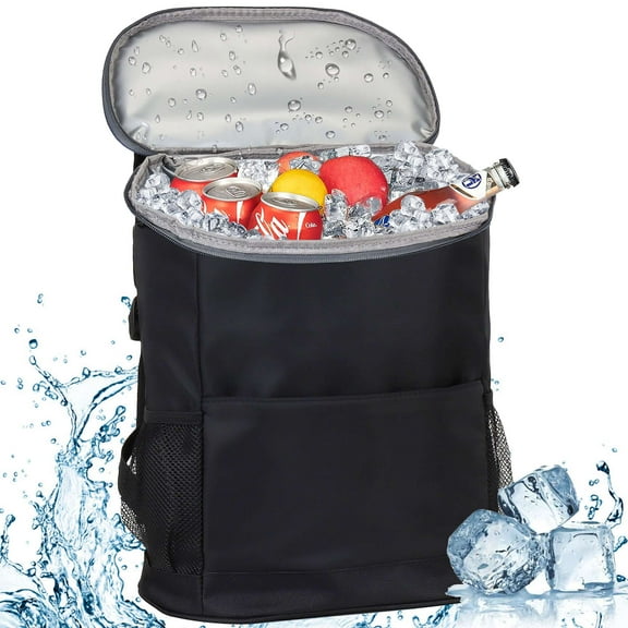 BadPiggies Insulated Cooler Backpack Leak Proof Thermal Bag 12h Hot/Cold Retention Outdoor Picnic Travel Bag (Black)