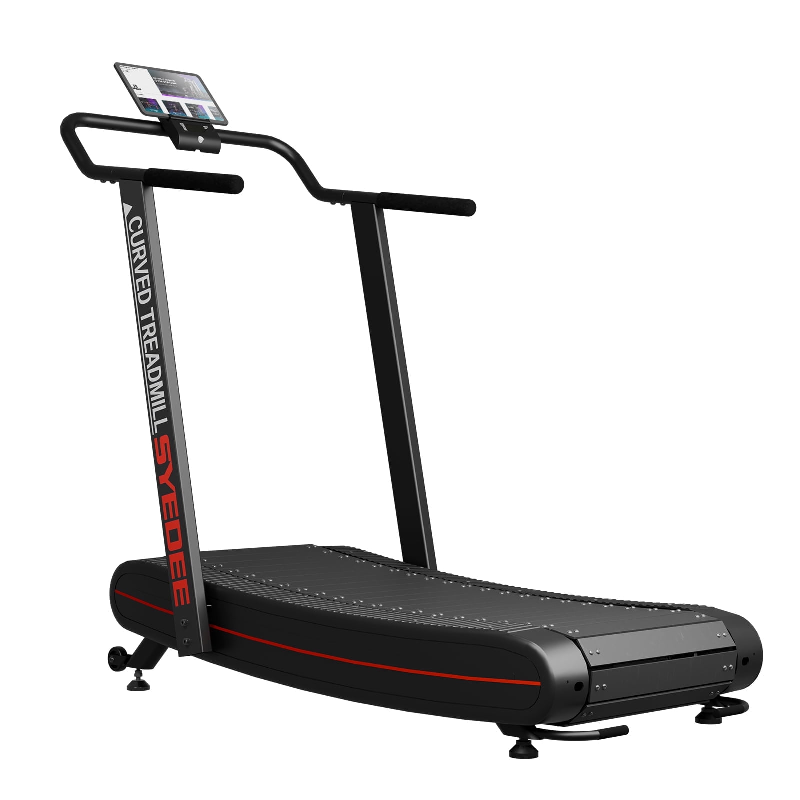 Syedee Premium Portable Curved Manual Treadmill, Motorless Treadmill for Marathon, Air Running with Digital Monitor, Handlebar and Non-Slip Belt, Treadmill for Home Gym, Cardio Equipment