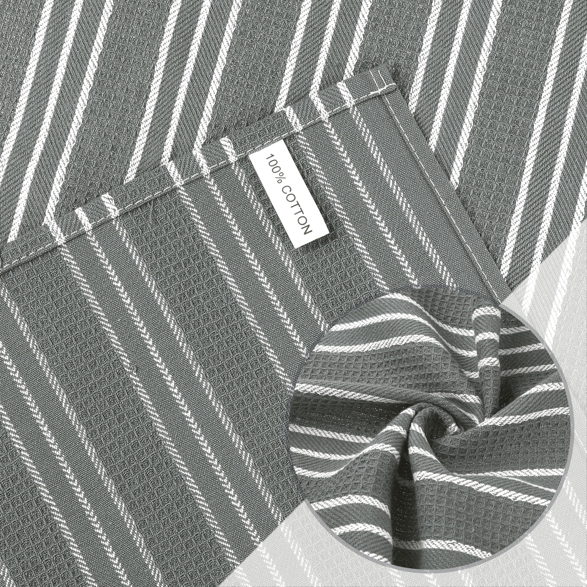 Unique Bargains Striped Kitchen Towels Soft Cotton Dish Towels for Kitchen 26 x 18 Inch Gray 4pk