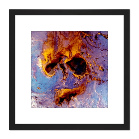 Abstract Paint Drip Ink Bright 8X8 Inch Square Wooden Framed Wall Art Print Picture with Mount