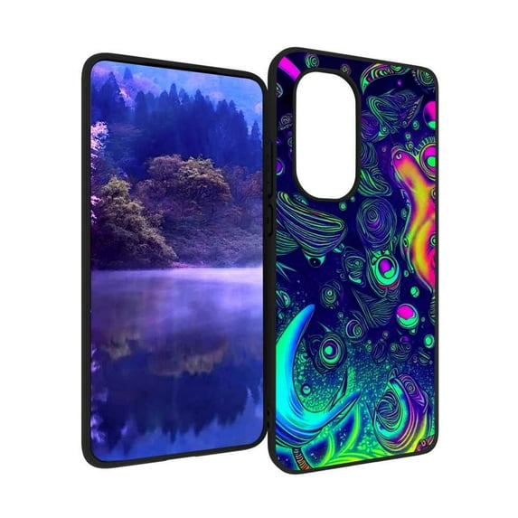 Compatible with Motorola Moto Edge 2022 Phone Case, Psychedelic-Trippy-Alien-Art-Visuals-Colours12 Case Men Women, Flexible Silicone Shockproof Case for Motorola Moto Edge 2022