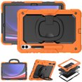 thumbnail image 2 of Case for Samsung Galaxy Tab S10+ Plus 2024/S9 FE+ Plus 12.4 inch, 360 Rotating Stand Handle Pencil Holder Shoulder Strap Heavy Duty Shockproof Cover, Orange, 2 of 7