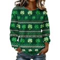 thumbnail image 3 of Uootdi St. Patrick's Day Womens Crewneck Long Sleeve Tops Festive Jacquard Pattern Loose Fit Comfortable Holiday Casual Wear Gift, 3 of 5
