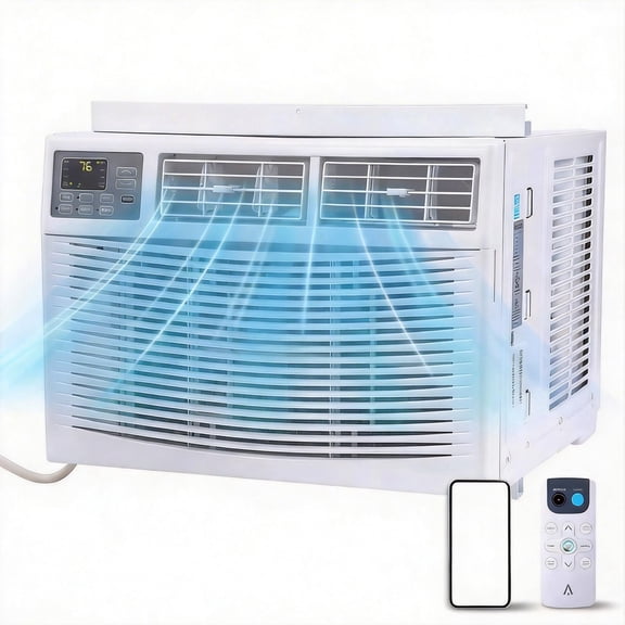 12000 BTU Window Air Conditioner 115V, Fastcooling for 550 Sq.Ft Room, Wi-Fi Enabled Remote Control, Reusable Filter, Perfect for APT, Living Room, Office, Kitchen
