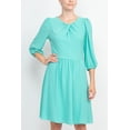 thumbnail image 5 of London Times Pleated Scoop Neck Elbow Sleeve Solid Fit & Flare Crepe Dress-NAVY / 6, 5 of 24