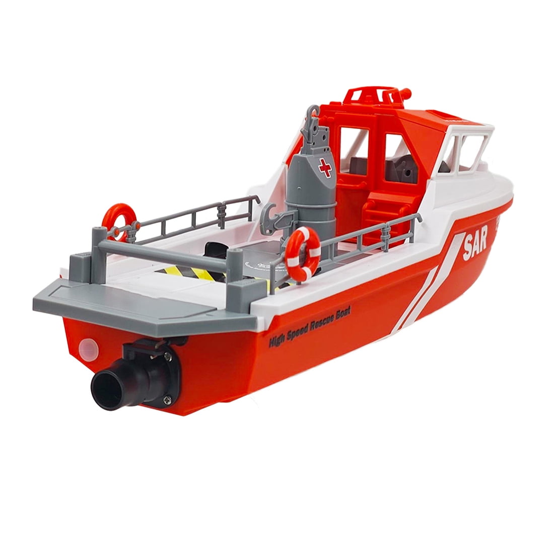 1/32 Scale RC Rescue Boat Model, High-Speed Water Rescue Vessel with Water Cooling & Capsize Reset, 2.4G Mini RC Boat for Adults, Orange White