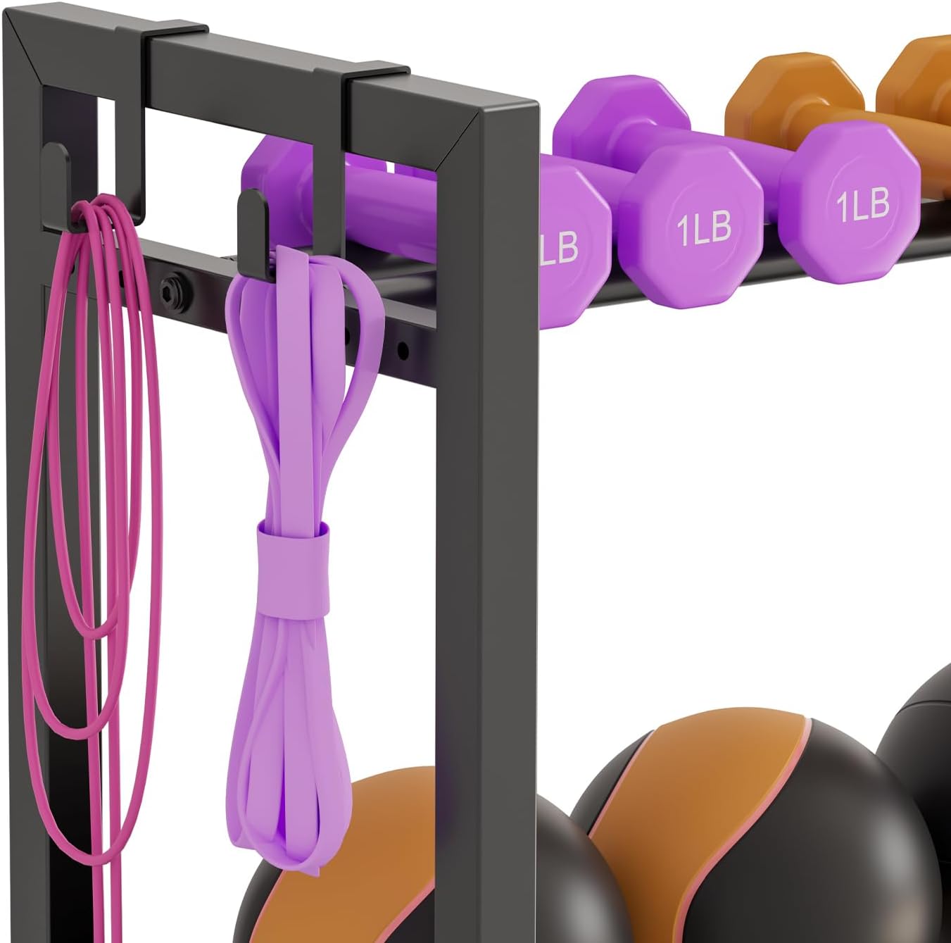 3-Tier Adjustable Heavy Duty Metal Dumbbell Rack, Multi-Purpose Home Gym Storage Stand, Dumbbell Kettlebells Rack & Yoga Mat Organizer for Gym Accessories