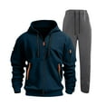 thumbnail image 6 of Ahabrexf Coat Set, Men's Solid Color Sports Zipper Pockets Long Sleeve Hooded Top and Bottoms, 6 of 8