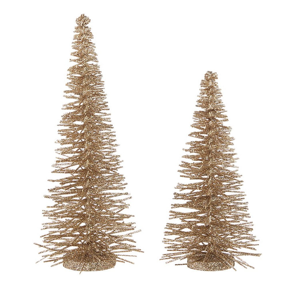 Raz Imports Star Of Wonder 16" Gold Bottle Brush Tree, Set of 2