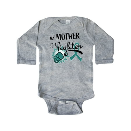 

Inktastic Ovarian Cancer Awareness My Mother is a Fighter Gift Baby Boy or Baby Girl Long Sleeve Bodysuit