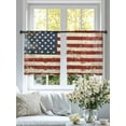 thumbnail image 4 of American Flag Sheer Curtains 45 Inch Length 2 Panels Set for Living Room/Bedroom, Vintage Blue Red USA Flag Retro Semi Curtain Sheers Drapes Rod Pocket Curtains Window Treatment Set 52''x45''x2, 4 of 7