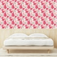 thumbnail image 3 of Ambesonne Floral Peel & Stick Wallpaper for Home, Hibiscus and Peony Blossoms, 13"x100", Pale Pink and Dark Coral, 3 of 5